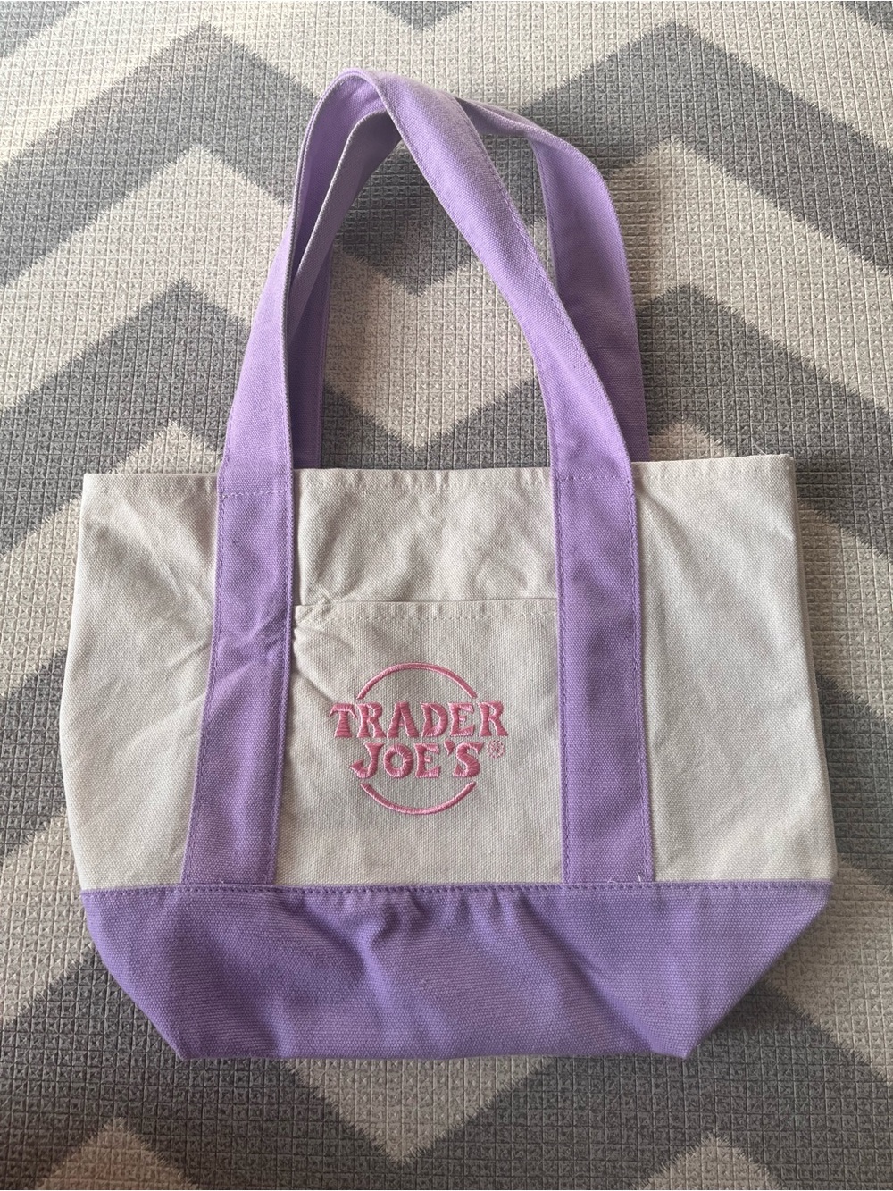 Trader Joe’s lavender and pink mini tote